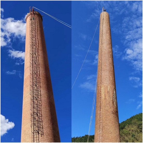 拆除高危煙囪，保障群眾居住安全